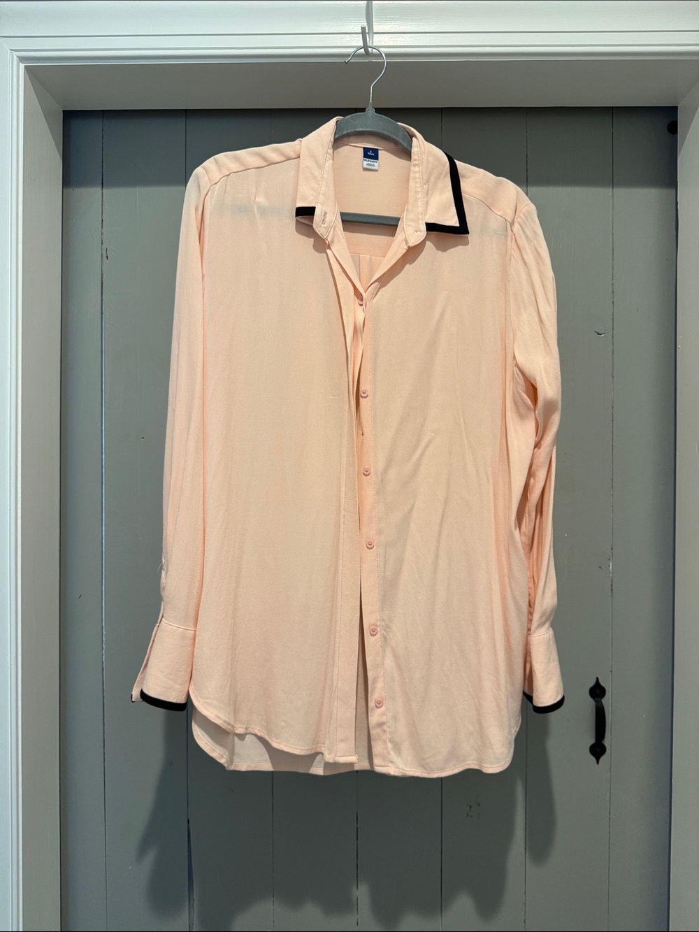 Soft Peach Contrast-Trim Tall Button-Down Shirt